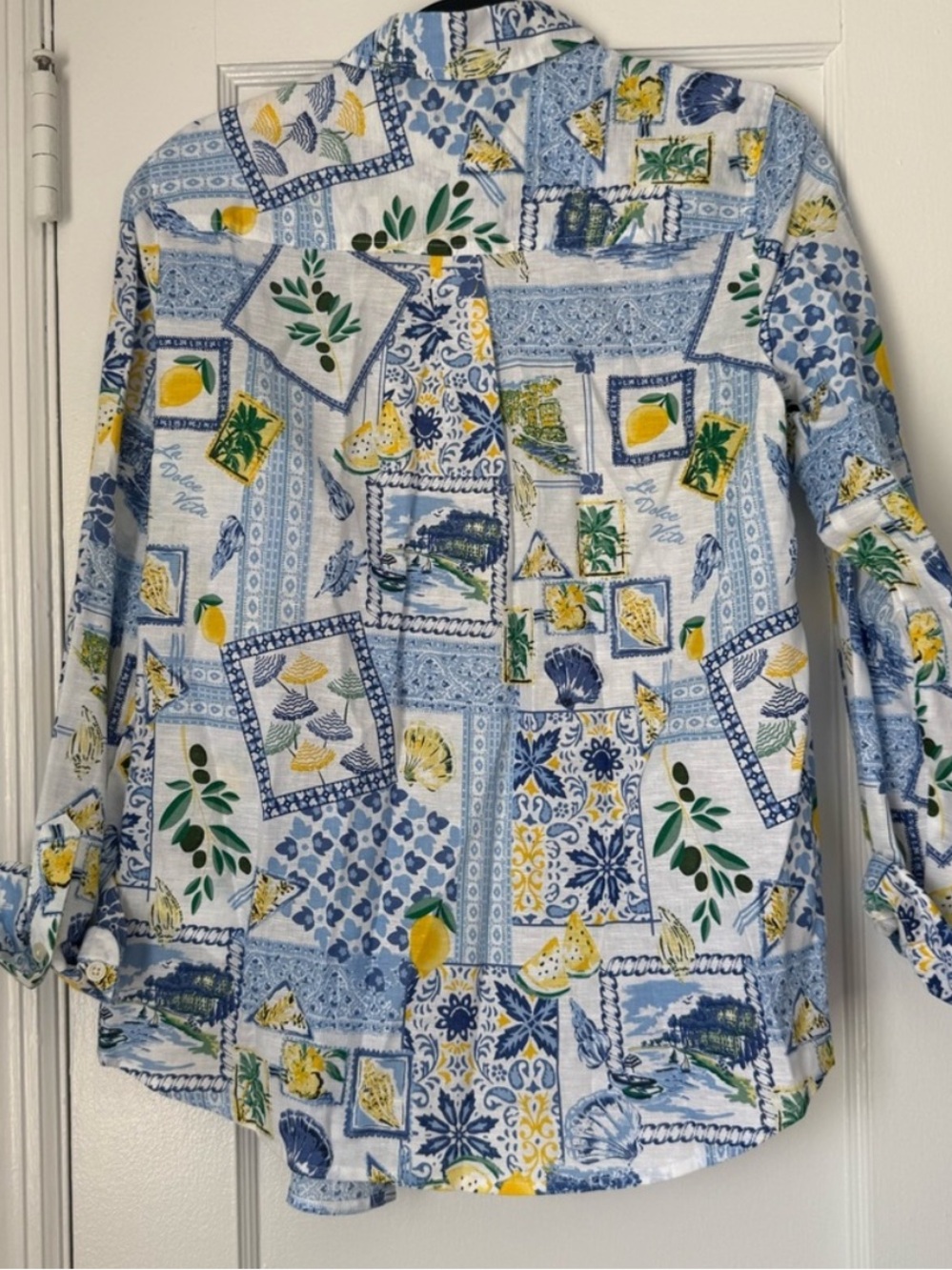 J. Crew Blue and White Printed Button-Up Shirt - Picture 4 of 4